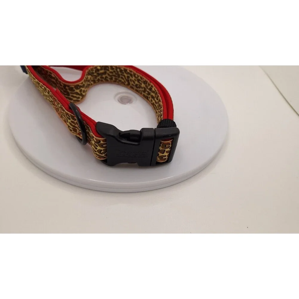Coastal Brown Leopard On Red Adjustable Collar‎ Large 18